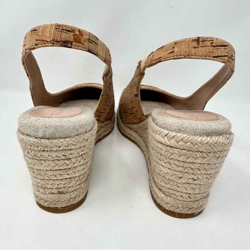Cole Haan Cloudfeel Espadrille Slingback Wedge Heels Shoes Cork Tan Size 8.5